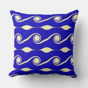 Blue Abstract Life Waves Cushion