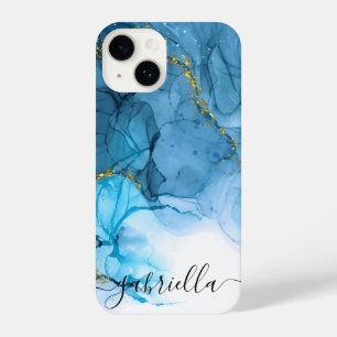 Blue Abstract Marble iPhone 14 Case