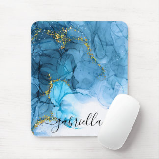 Blue Abstract Marble Mouse Pad