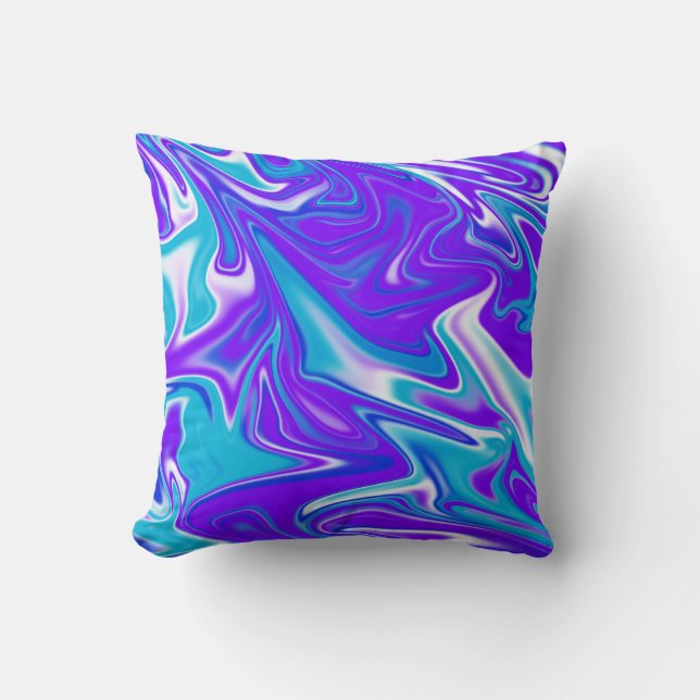 Blue Abstract Marbleised Sky, Throw Cushion. Cushion (Front)