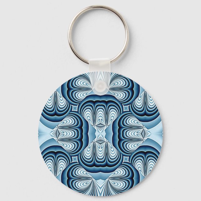 Blue Abstract Mirrors Key Ring (Front)