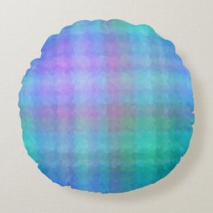Blue Abstract Mosaic Seamless Pattern Round Cushion