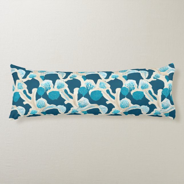 Blue Abstract Ocean Floor | Coastal Pattern Body Cushion (Front)