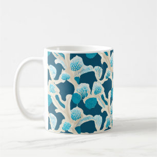 Blue Abstract Ocean Floor Coastal Pattern Coffee Mug