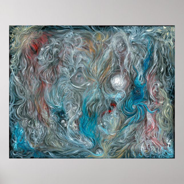 blue abstract oil on linen by Toby Mikle 2015 Poster (Front)