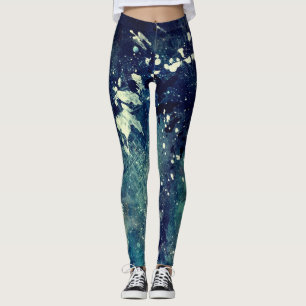 Blue Abstract Paint Splatter Leggings