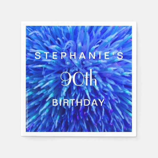 Blue Abstract Paper Napkins 90th Birthday Party (Front)