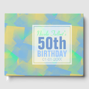 Blue Abstract pastel 50th Birthday Guest Book
