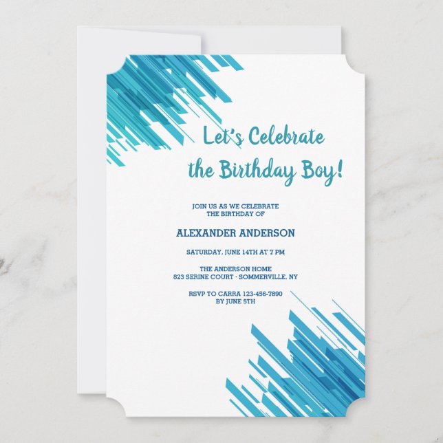 Blue Abstract Pattern Invitation (Front)