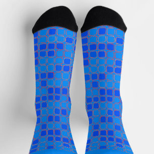 Blue Abstract Pattern Square Socks