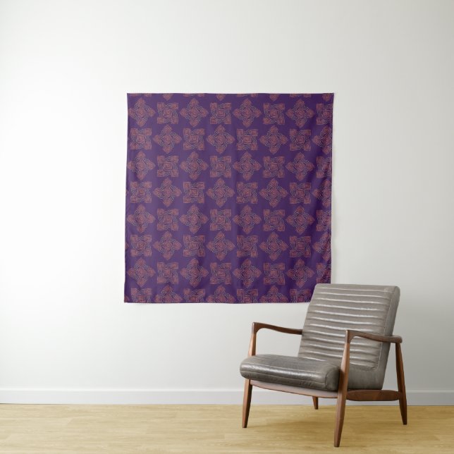 Blue Abstract Pattern Tapestry (In Situ)