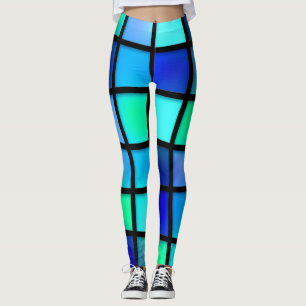 BLUE ABSTRACT PATTERN YOGA PANTS LEGGINGS