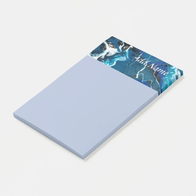 Blue Abstract Personalised Post it Note 4x6 (Angled)