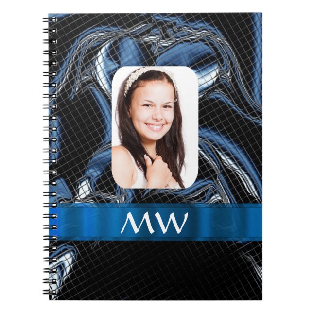 Blue abstract photo template notebook (Front)