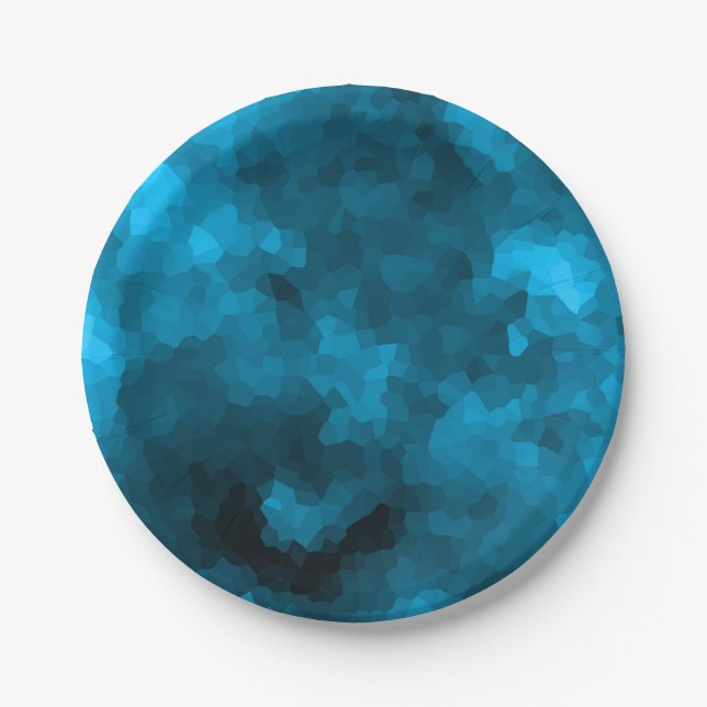 Blue abstract polygonal background paper plate (Front)