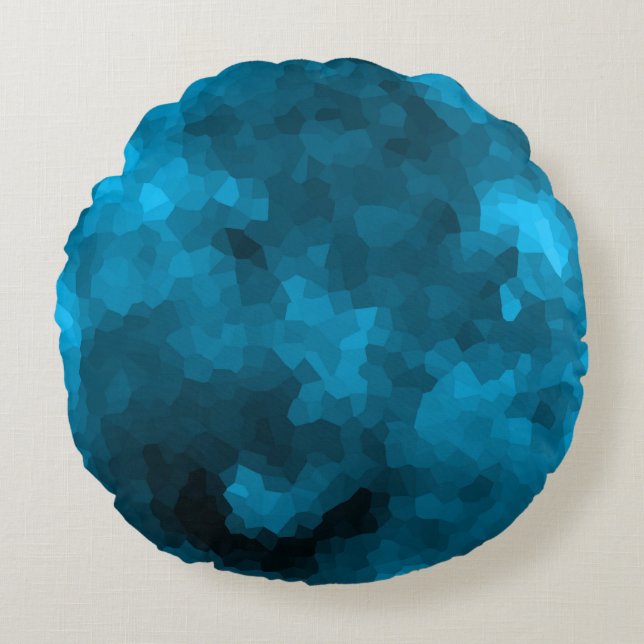 Blue abstract polygonal background round cushion (Front)