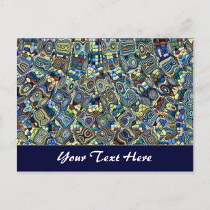 Blue Abstract Pond Template Postcard