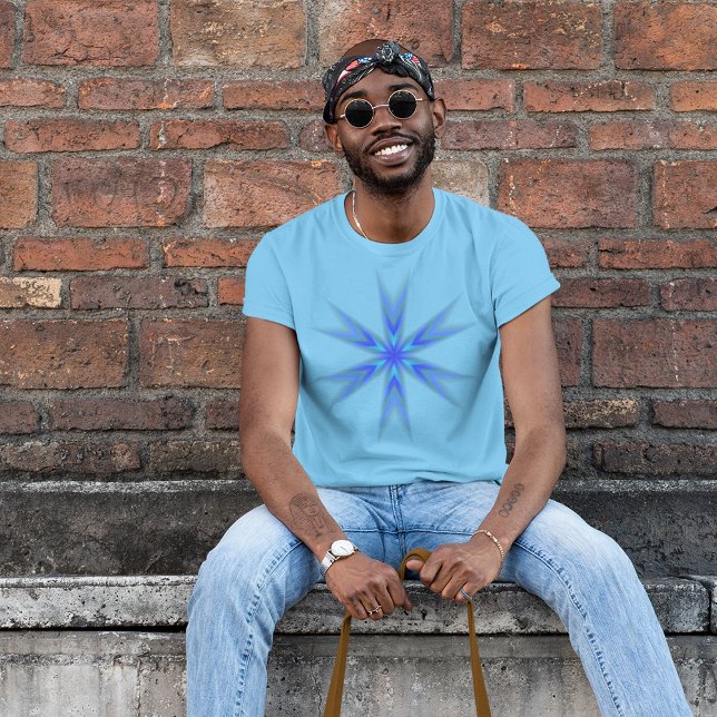 Blue Abstract Star Burst Art T Shirt (Creator Uploaded)