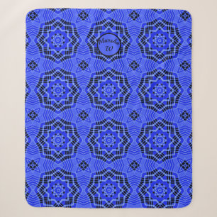 Blue Abstract Star Flowers Sherpa Blanket