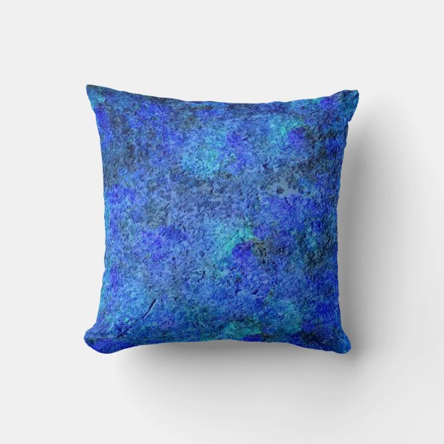 Blue Abstract Stone Painting - Abstract Fine Art Cushion (Front)