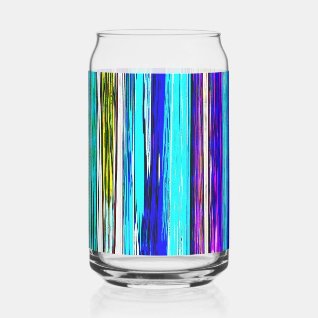 Blue Abstract Stripes 606 Can Glass (Front)