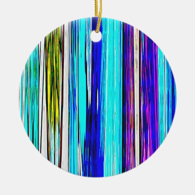 Blue Abstract Stripes 606 Ceramic Tree Decoration (Front)