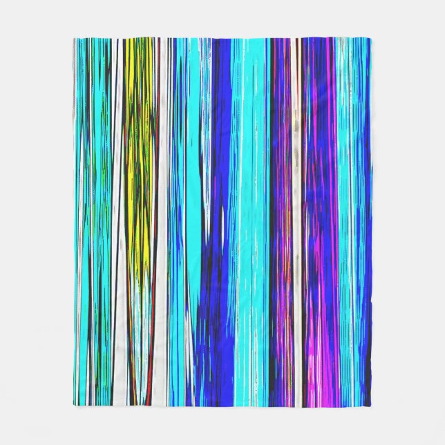 Blue Abstract Stripes 606 Fleece Blanket (Front)