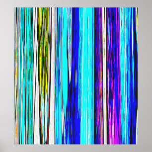 Blue Abstract Stripes 606 Poster