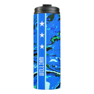 Blue abstract thermal tumbler