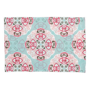 Blue abstract tiles: cute vintage. pillowcase