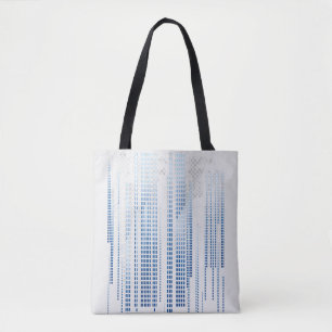 Blue Abstract Tote Bag - Modern Geometric Shopping