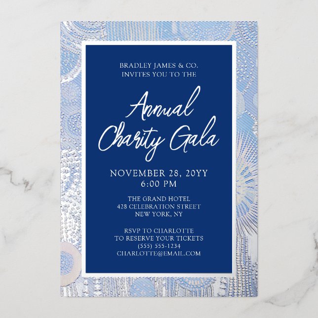Blue Abstract Watercolor Charity Event Gala Party (Front)