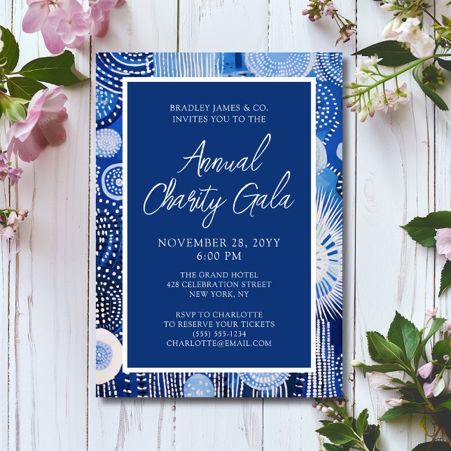 Blue Abstract Watercolor Charity Event Gala Party Invitation (Creator Uploaded)