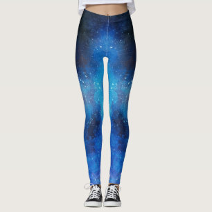 Blue abstract watercolor leggings