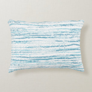 Blue Abstract Watercolor Lines Decorative Cushion