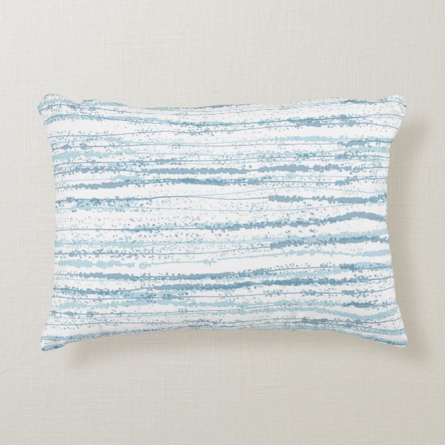 Blue Abstract Watercolor Lines Decorative Cushion (Front)