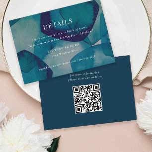 Blue Abstract Watercolor Wedding Enclosure Card