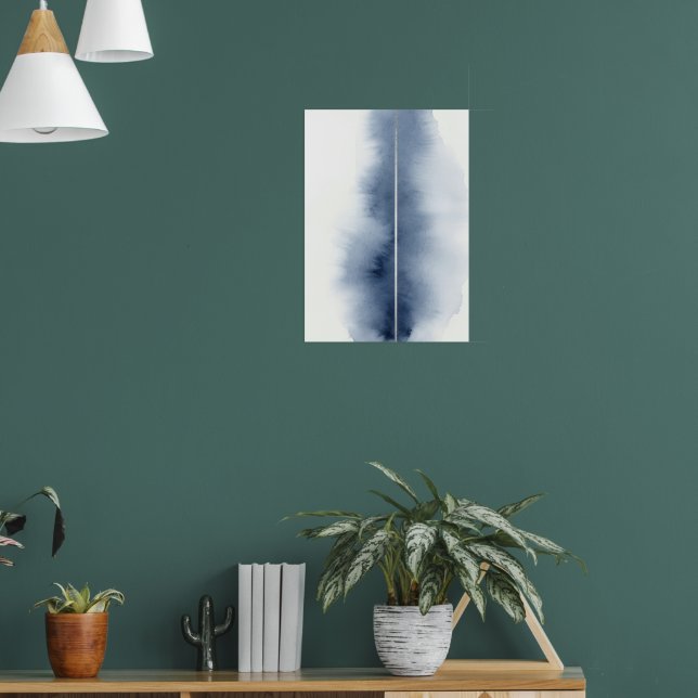 Blue Abstract Watercolour Stripe Poster (Living Room 1)