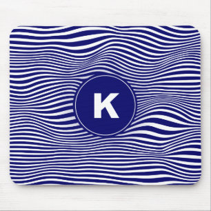 Blue Abstract Wave Lines Mousepad