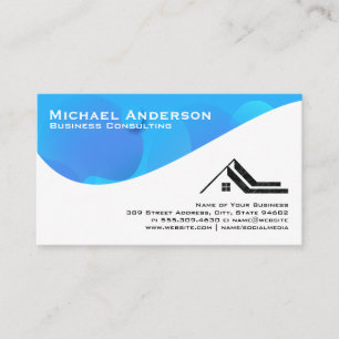 Blue Abstract Wave   Real Estate Logo Business Card