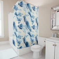 Blue Abstract Waves Beach Pattern