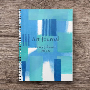  Blue Abstract with Name/Year Art Journal/ Notebook