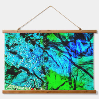 Blue abstract Wood Topped Wall Tapestry,Blue calm Hanging Tapestry