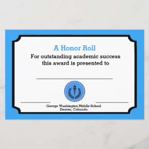 Blue Academic Award Certificate