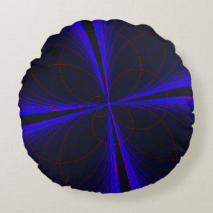 Blue Accent Clover Leaf Geometric Round Pillow