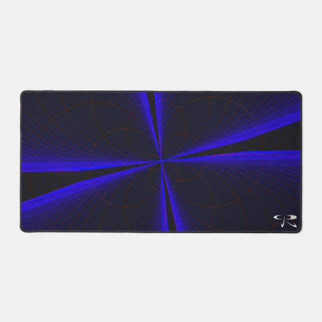 Blue Accent Geometric Clover Leaf Gaming Mouse Pad (Front)
