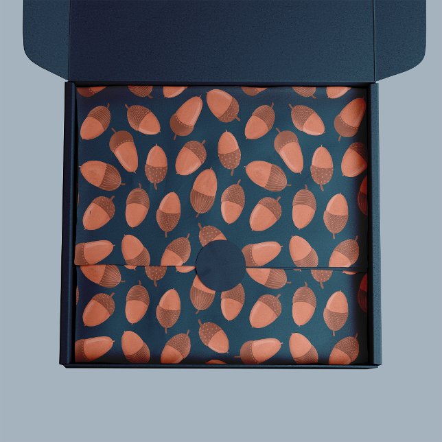 Blue Acorn pattern Tissue Paper (Navy Blue Acorn pattern autumnal tissue paper)