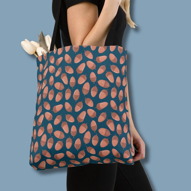 Blue Acorn pattern Tote Bag (Acorn pattern tote bag)