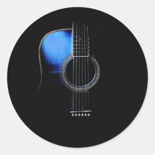 Blue Acoustic Guitar Sticker