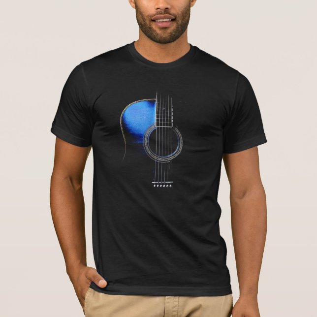 Blue Acoustic Guitar T-Shirt (see description) (Front)